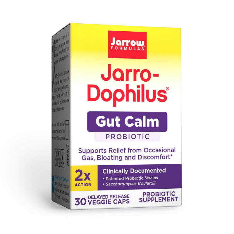 [Australia] - Jarrow Formulas Jarro-Dophilus Gut Calm - 3 Billion CFU - 30 Delayed Release Veggie Caps - Supports Relief from Occasional Gas, Bloating & Discomfort - Up to 30 Total Servings 30 Count (Pack of 1) 