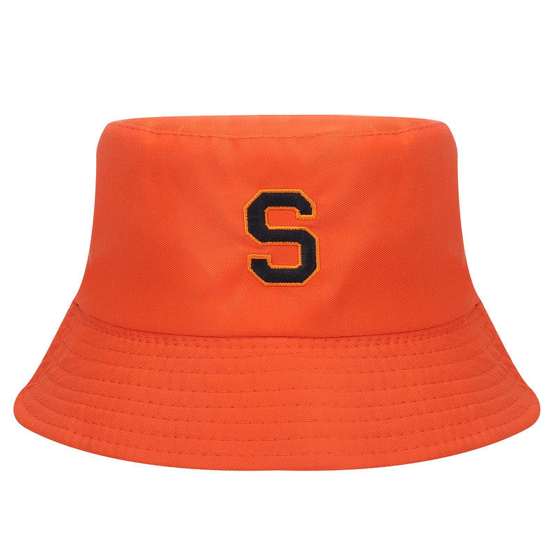 [Australia] - NIUTA Bucket Hat, Travel Foldable Beach Sun Hat Embroidery Visor Outdoor Cap. Black & Orange(s ) 