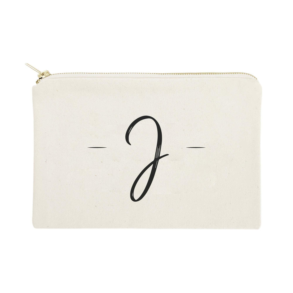 [Australia] - The Cotton & Canvas Co. Personalized Handwritten Monogram J Cosmetic Bag and Travel Make Up Pouch 