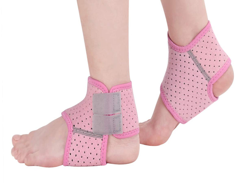 [Australia] - 2 Pack Ankle Braces for Kids Child Adjustable Mesh Compression Ankle Tendo Foot Support Protector Stabilizer Wraps Ankle Guards for Juvenile Sprains Injuries, Arthritis Relief, Joint Pain, Ankle Sore Small: (Pack of 2) Pink 