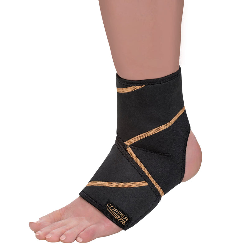 [Australia] - Copper Fit unisex adult Rapid Relief & Hot/Cold Ankle Foot Wrap with Hot Cold Pack, Black, One Size Fits Most US 
