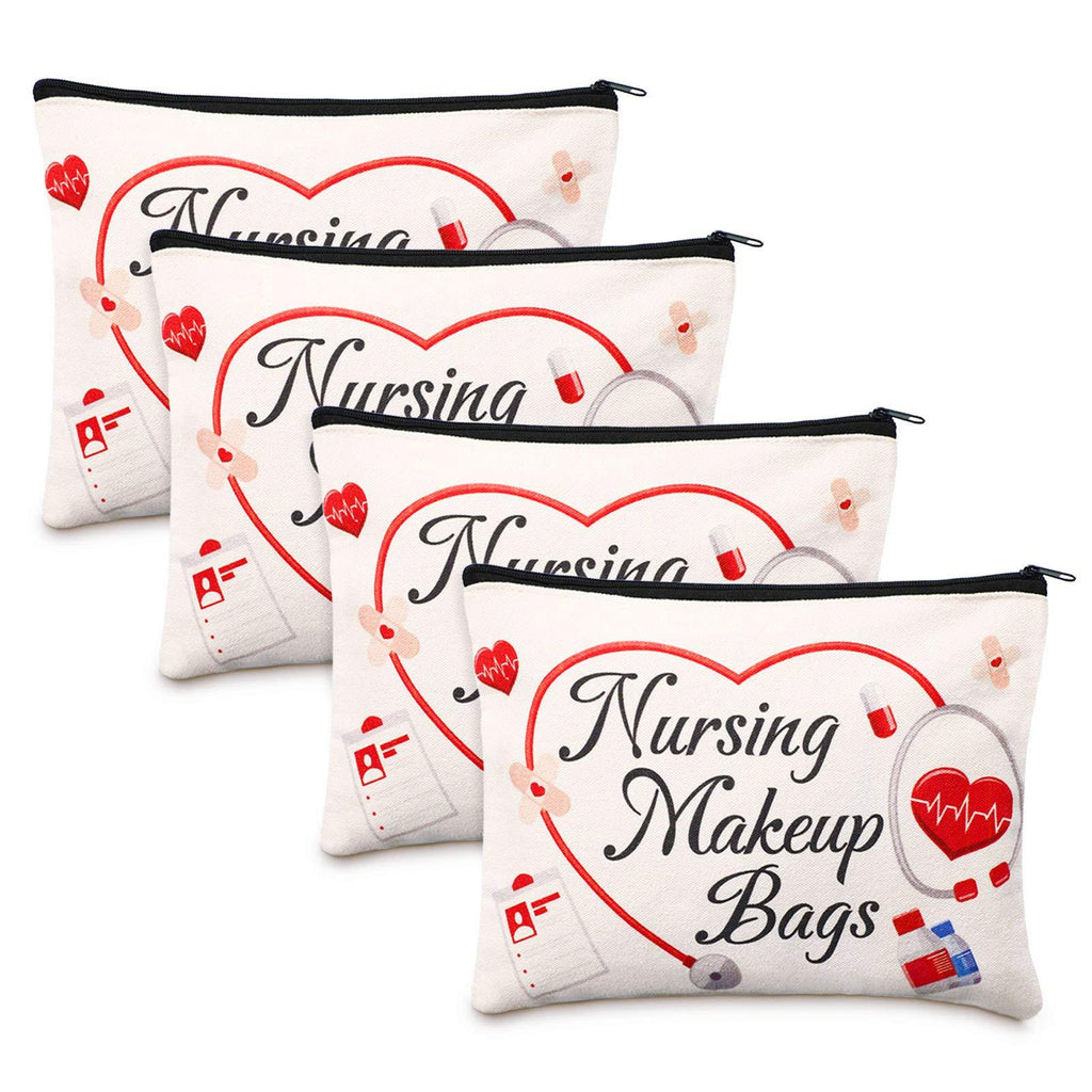 [Australia] - 4 Pieces Nursing Makeup Bags Nurse Survival Kit Cosmetic Bag Funny Travel Cosmetic Pouch Nurse Practitioner Presents for Women Student Coworker 