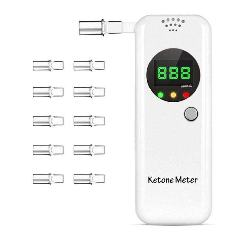 [Australia] - Ketosis Breath Tester, Ketone Meter Breathalyzer for Ketosis Health with 10pc Mouthpieces(White) 