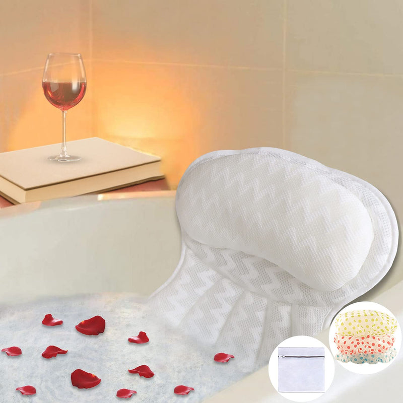[Australia] - Bath Pillow, Luxury Bathtub Pillow, Ergonomic Spa Bath Pillows for tub with 4D Mesh Technology and 6 Suction Cups,Tub Pillow with Neck, Head, Shoulder and Back Support, Fits All Bathtub,Home Spa 