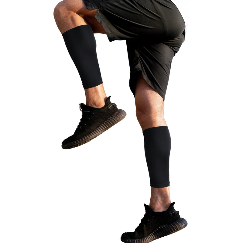 [Australia] - Luwint Calf Compression Sleeves, Sports Calf Braces, Breathable Compression Calf Socks Shin Splint Leg Support Pain Relief for Running Walking Cycling Yoga, Men Women 1 Pair Black 