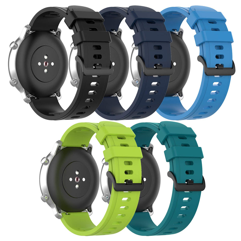 [Australia] - QGHXO Band for Amazfit GTS, Soft Silicone Replacement Band for Amazfit GTS/GTS 2/ GTS 2e/ GTS 2 Mini/Bip/Bip Lite/Bip S/Bip U/GTR 42mm Smartwatch (No Tracker, Replacement Bands Only) 5PCS Boys 