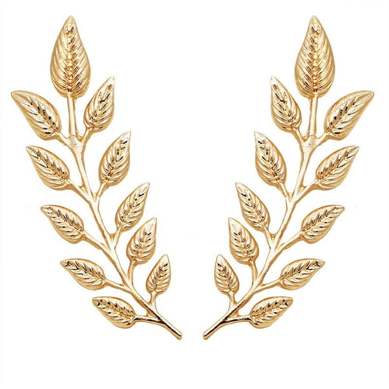 [Australia] - Gentlemen Suit Gold Brooches Simple Elegant 1 Pair Elegant Wheat Leaf Suit Clip Collar Pin Brooch Unisex 