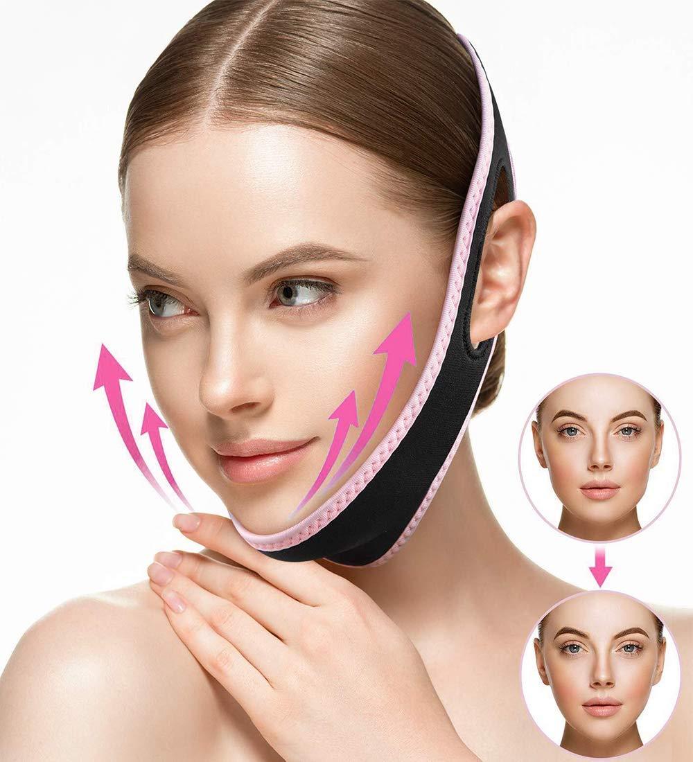 [Australia] - Face Slimming Strap,Queenii Chin Strap V Line Face Lifting Belt, Double Chin Reducer, Pain-Free Women Eliminates Sagging Skin Lifting Firming Anti Aging-Facial Mask Strap (Pink) Pink 