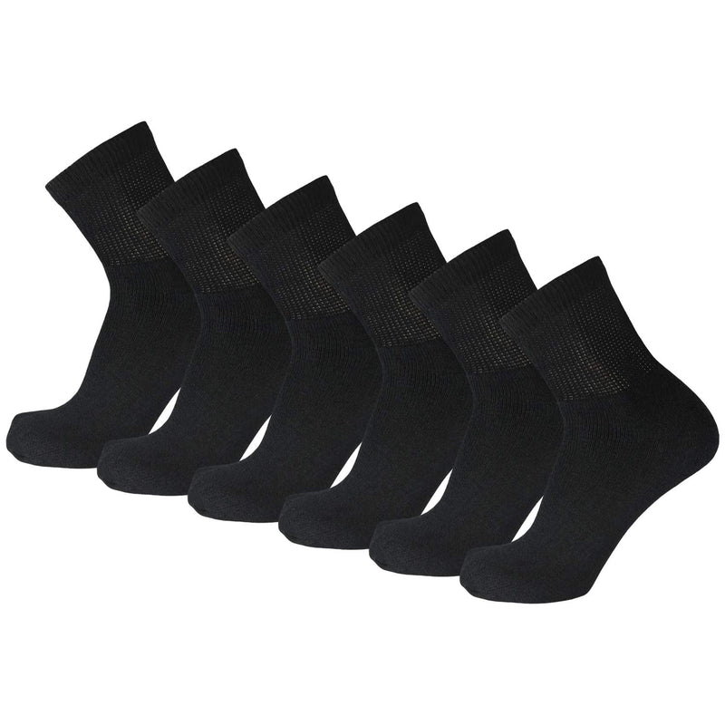 [Australia] - Big and Tall Diabetic Neuropathy Ankle Socks, King Size Mens Athletic Quarter Socks (Size: 13-16) Black 6 