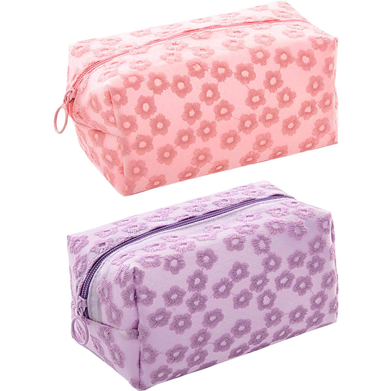 [Australia] - HappyDaily Pack of 2 Fashion Design Muliti-functional Bag Using as Makeup bag or Cosmetic Pouch or Travel Toiletry (Pink/Purple) Pink/Purple 