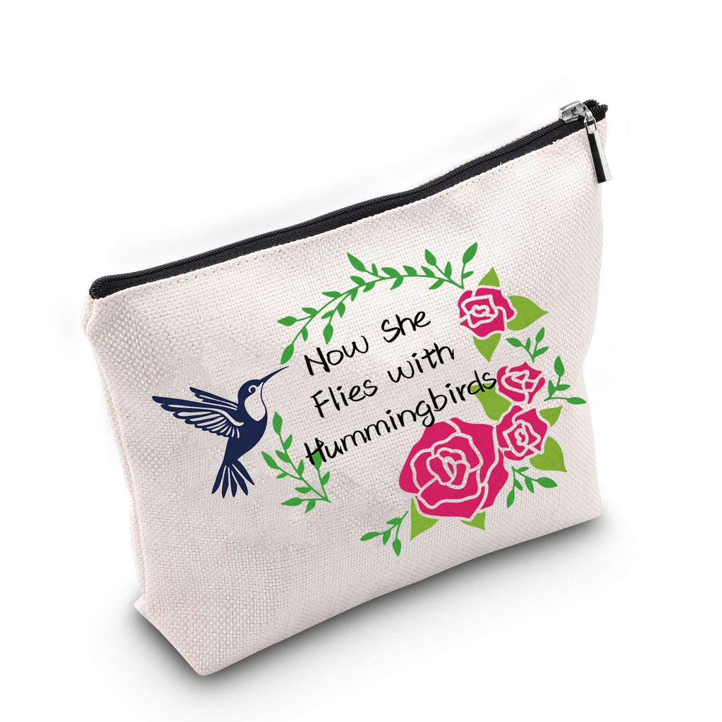 [Australia] - TSOTMO Now She Flies with Hummingbirds Makeup Bag Memorial Gift Remembrance Cosmetic Bags Gift Sympathy Gift for Her (Hummingbirds) 