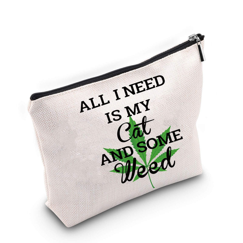 [Australia] - TSOTMO Cat Lover Gift Weed Makeup Bag ALL I NEED IS MY Cat AND SOME WEED Cosmetic Bag 420 Gift Marijuana Weed Leaf Makeup Cosmetic Bag (Cat Weed) Cat Weed 