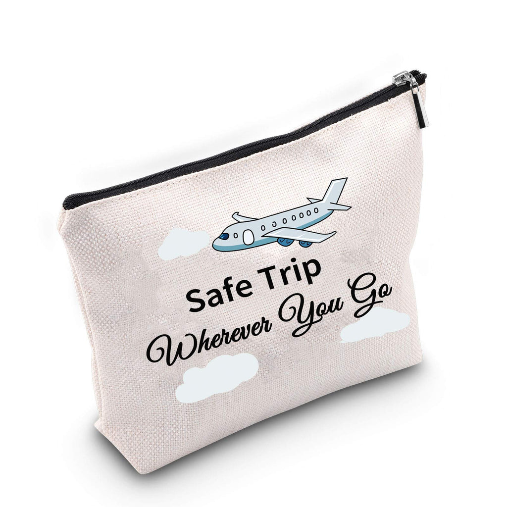 [Australia] - TSOTMO Flight Attendants Gift Pilot Makeup Bag Safe Trip Wherever You Go Cosmetic Bags Safe Travels Gift (Safe Trip) 