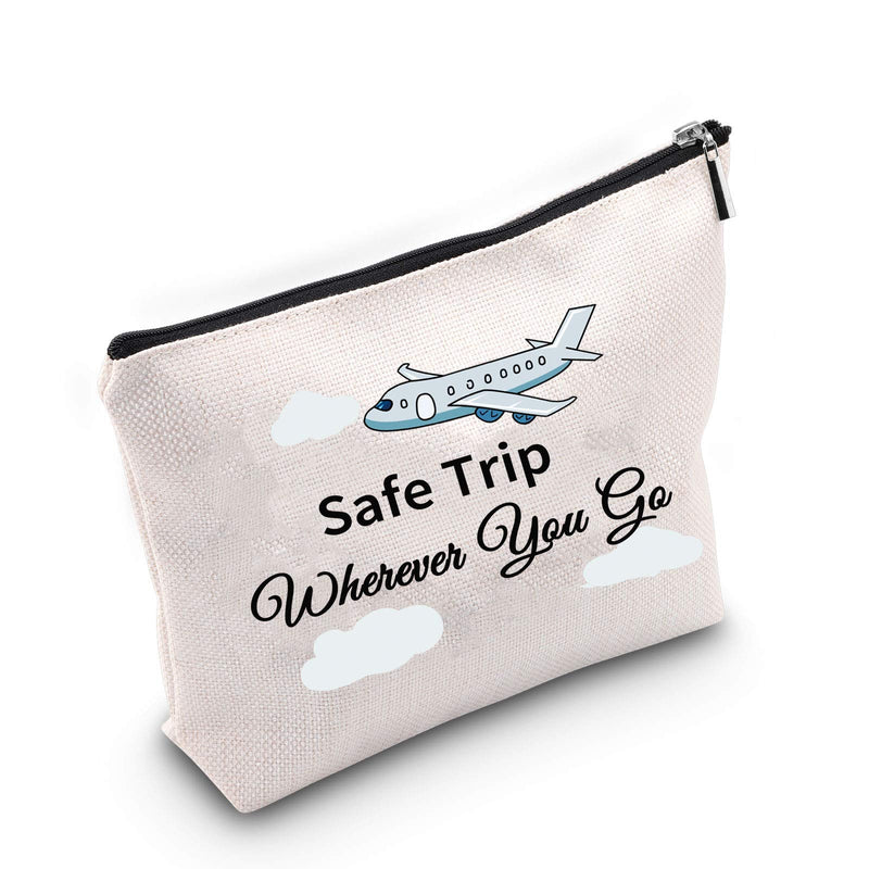 [Australia] - TSOTMO Flight Attendants Gift Pilot Makeup Bag Safe Trip Wherever You Go Cosmetic Bags Safe Travels Gift (Safe Trip) 