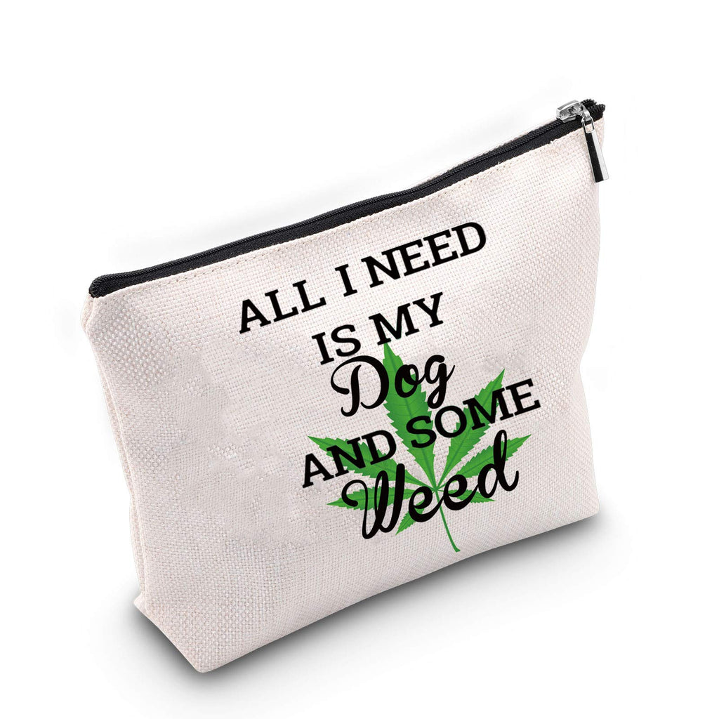 [Australia] - TSOTMO Dog Lover Gift Weed Makeup Bag ALL I NEED IS MY DOG AND SOME WEED Cosmetic Bag Funny Marijuana Weed Leaf Makeup Cosmetic Bag (Dog Weed) Dog Weed 