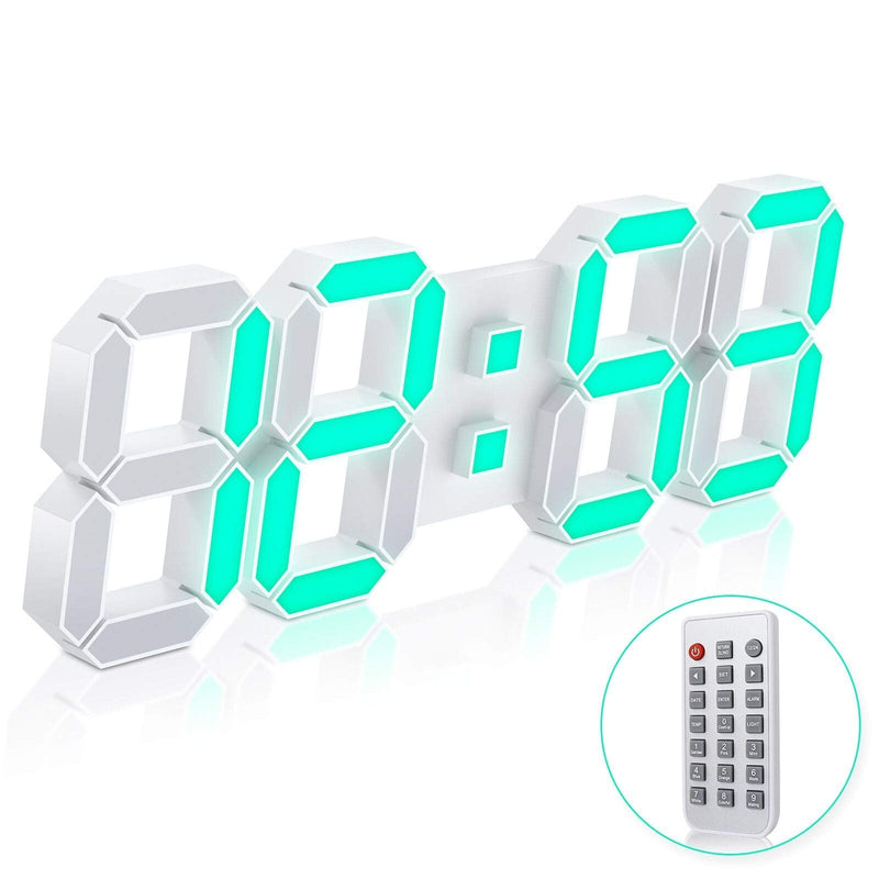 [Australia] - 3D LED Wall Clock 7 Colors 15" with Remote Control,Digital Alarm Clock Adjustable Brightness Timer 12/24 Hr Time/Date/Temperature for Bedroom/ Living Room/Office 15 INCH 