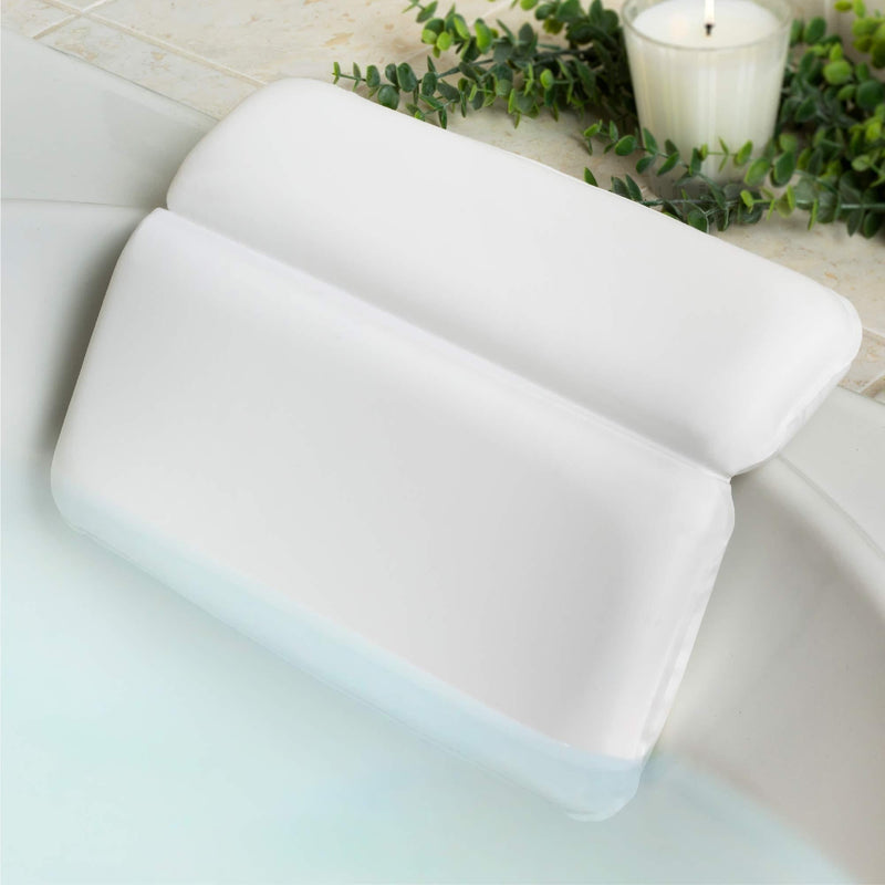[Australia] - VANELUX Ultra Soft & Luxurious Spa Bath Pillow, With 2X Thickness & Cozy Feel, 2 panel Design To Support Back & Shoulder, For Bathtub Hot Tub And Jacuzzi, Slip Resistant (14.25 x 11.25 Inch, White) 14.25 x 11.25 Inch 