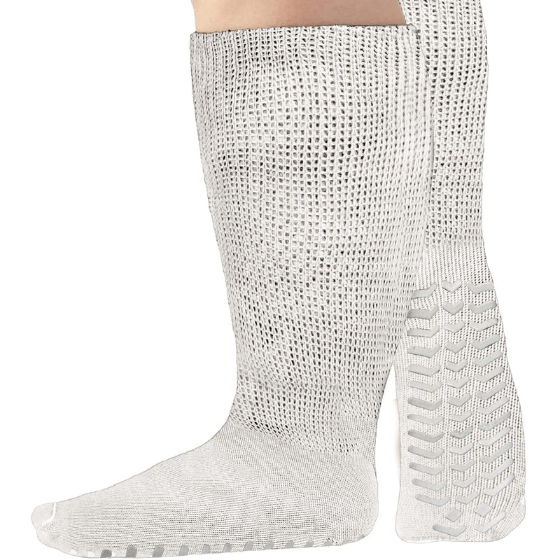 [Australia] - Extra Wide Socks for Swollen Feet, 3 Pairs Wide Bariatric Socks, Non Slip Cast Sock, Diabetic Edema Hospital Lymphedema Socks White 