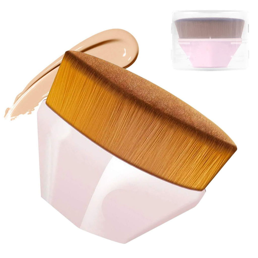 [Australia] - Aooba Foundation Makeup Brush with Portable Case, Flat Top High-Density Face Brush for Flawless Powder, Cream Cosmetics (Pink) Pink 