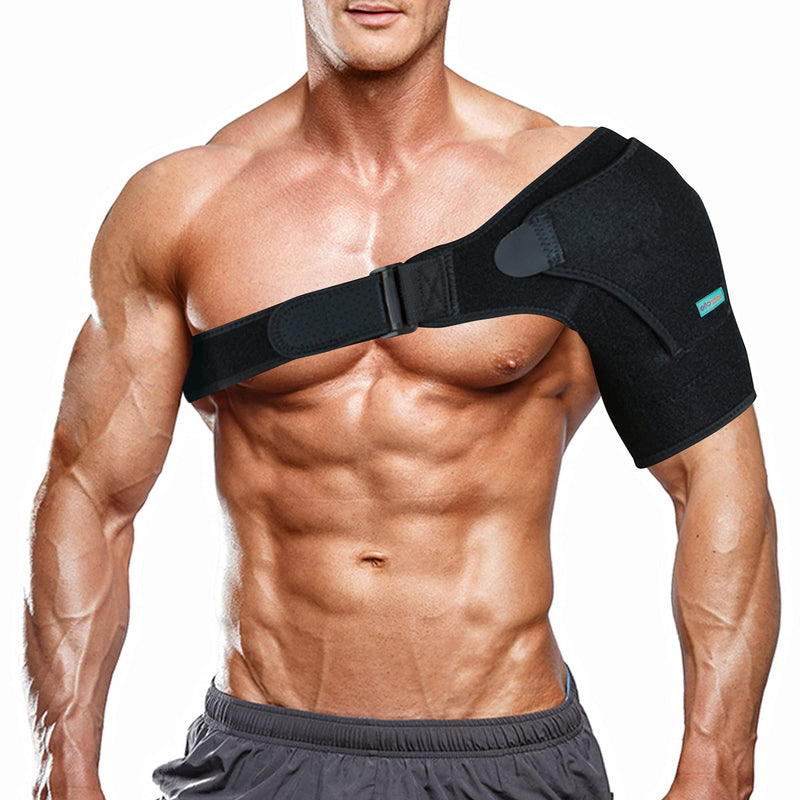 [Australia] - ellostar Stabilizing Shoulder Brace for Women and Men, Adjustable All Size Fit Sleeve Wrap with Ice Pack Pocket, Pain Relief for Injuries, Recovery and Dislocated Shoulder 