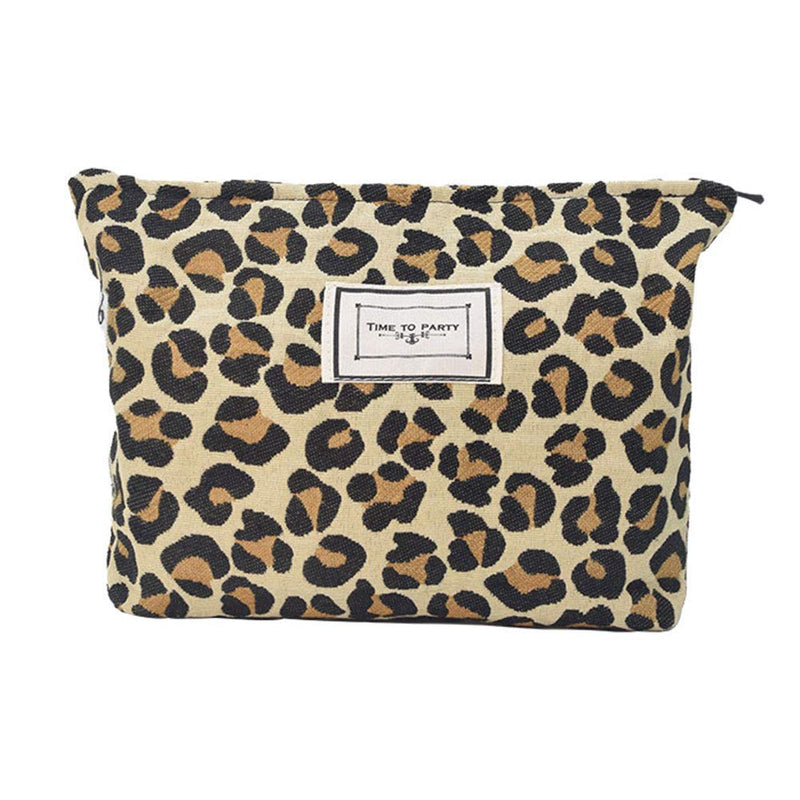[Australia] - LYDZTION Leopard Print Makeup Bag Cosmetic Bag for Women,Large Capacity Canvas Makeup Bags Travel Toiletry Bag Accessories Organizer,Yellow Yellow 