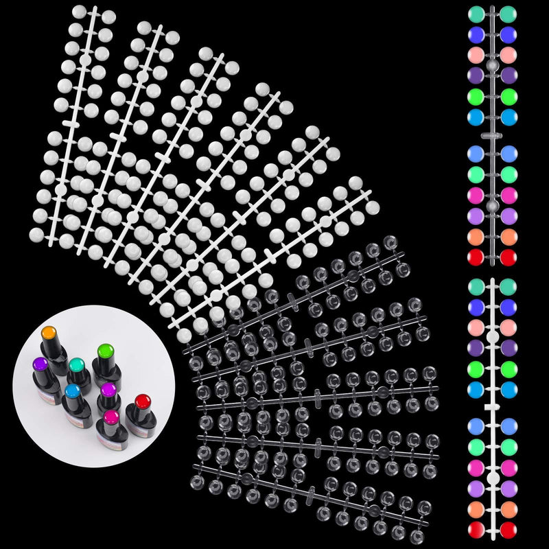 [Australia] - 240PCS Nail Swatch Sticks Nail polish color card Round False Nail Display Transparent Tips, Chart Color Display Tip Tool Nail Swatch Sticks with Adhesive Sticker for Nail Polish Bottle Cap White 240 