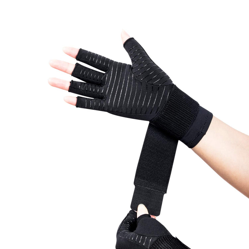 [Australia] - Dr.Welland Medical Arthritis Gloves with Strap, Best Open Finger Glove Hand Wrist Support for Rheumatoid Arthritis, Carpal Tunnel, RSI, Tendonitis, Daily Healing, Hand Pain Relief – Men/Women Small/Medium (2 Count) 