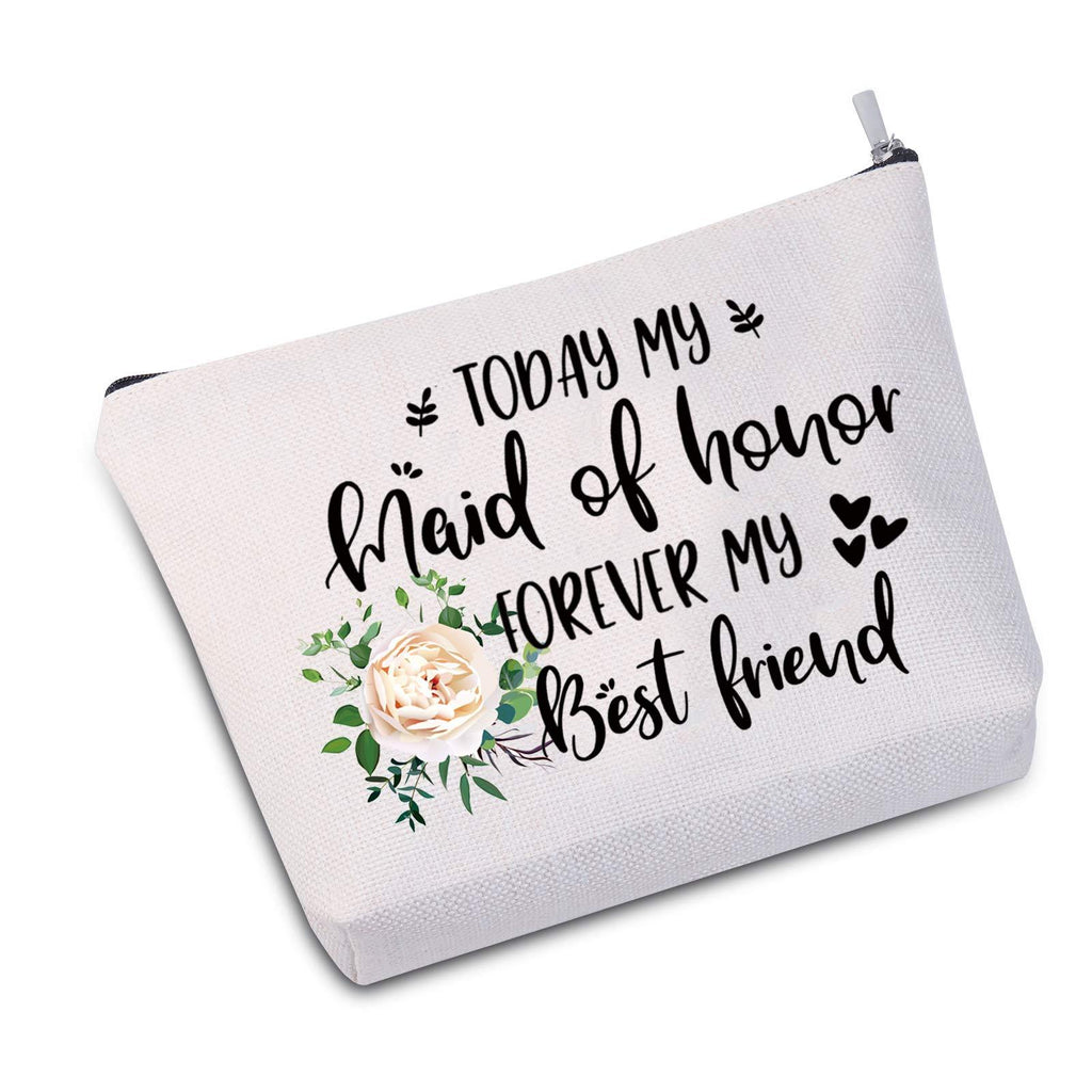 [Australia] - JXGZSO Maid of Honor Proposal Gift Today My Maid Of Honor Forever My Best Friend Makeup Bag Bridesmaid Gift (Today My Maid Of White) Today My Maid Of White 