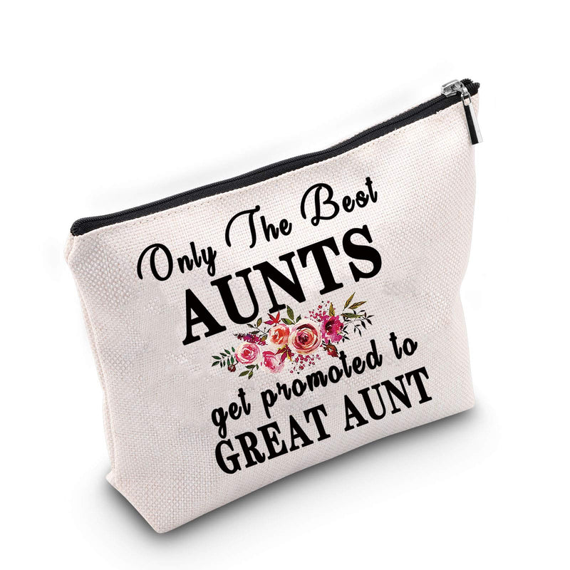 [Australia] - TSOTMO Aunt Gift New Aunt Gift Auntie To Be Gift Only The Best Aunts Get Promoted to Great Aunt Gift Cosmetic Bags Makeup Travel Case(Great Aunt) 