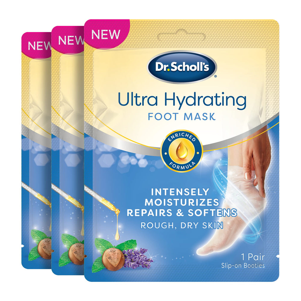 [Australia] - Dr. Scholl's Ultra Hydrating Foot Peel Mask 3pk, Intensely Moisturizes Repairs and Softens Rough Dry skin with Urea, 3 Count Hydrating Foot Mask, 3pk 