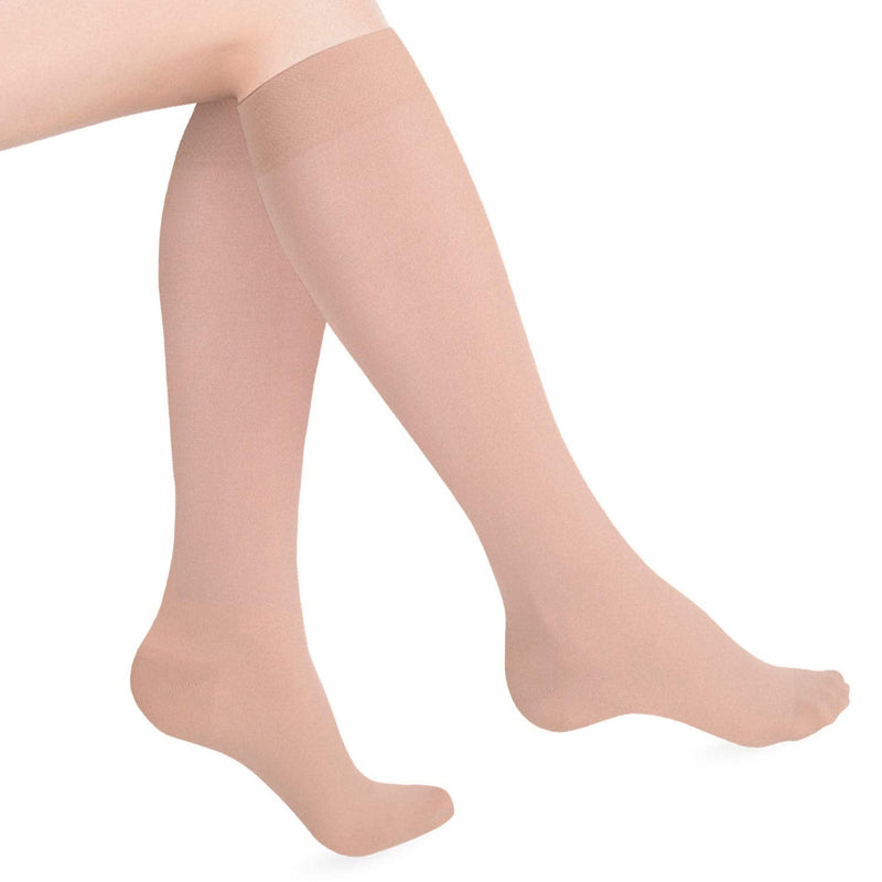 [Australia] - Heelbo Compression Socks to Relieve Discomfort from Varicose Veins, Improve Circulation, and Reduce Minor Swelling, 15-20mmHG Large Beige 