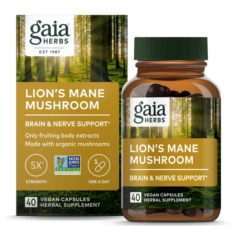 [Australia] - Gaia Herbs Lion’s Mane Mushroom - Brain and Nerve Support Supplement to Help Maintain Neurological Health* - with Organic Lion's Mane Mushrooms - 40 Vegan Liquid Phyto-Capsules (40-Day Supply) 