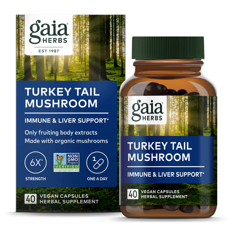 [Australia] - Gaia Herbs Turkey Tail Mushroom - Immune Support Supplement to Help Maintain Liver Health - with Organic Turkey Tail Mushroom Fruiting Body Extract - 40 Vegan Capsules (40-Day Supply) 