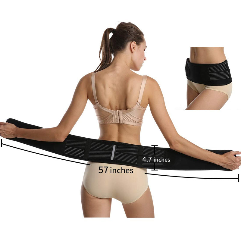 [Australia] - Sacroiliac Belt,Si Joint Belt,55" Back Support Belt for Men and Women Suitable for 43-57"Hip Bone,Both Men and Women Can Be Wear Under Clothes to Relieve Lower Back,Pelvis and Sciatica Pain Relief.(Ribbon Reinforcement) X-Large Black 
