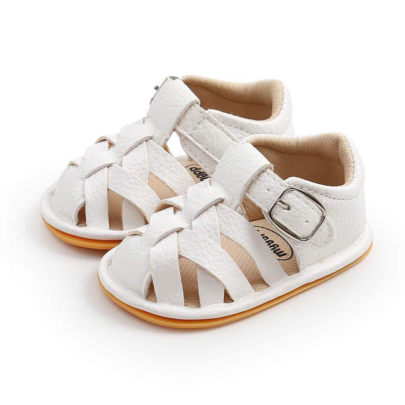 [Australia] - Baby Boys First Sandals Toddler Rubber Sole Summer Shoes Baby Walking Shoes 0-6 Months Infant A1--white 