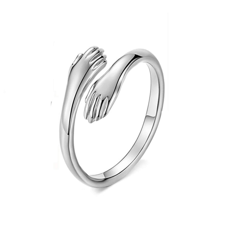 [Australia] - GULICX 925 Sterling Silver Ring for Women, Adjustable Solid Vintage Silver Thumb Ring, Unisex Resizable Celtic Knot Open Finger Ring, Silver Knuckle Toe Rings for Men Ladies Girls, Gift for Christmas A#hug ring-Men 