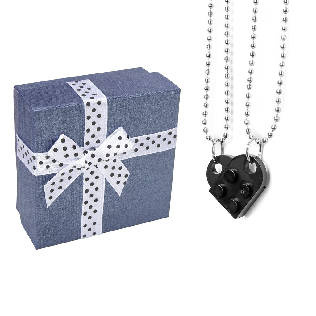 [Australia] - GEAREDC Brick Necklace for Couples, BFF Heart Friendship Necklace Set, Matching Necklaces for Mom and Daughter, Cute Love Heart Brick Birthday B.black 