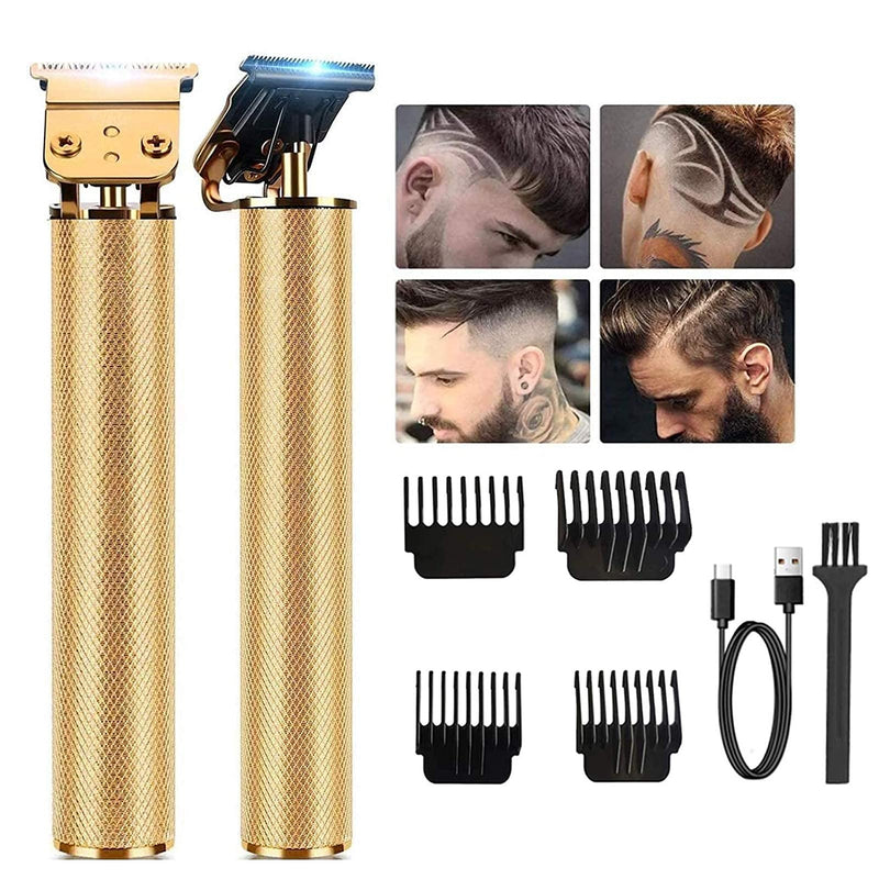 [Australia] - Professional Hair Trimmer, Zero Gapped T-Blade Close Cutting Hair Clippers for Men Rechargeable Cordless Trimmers for Haircut Beard Shaver Barbershop (4 Combs, Gold) 