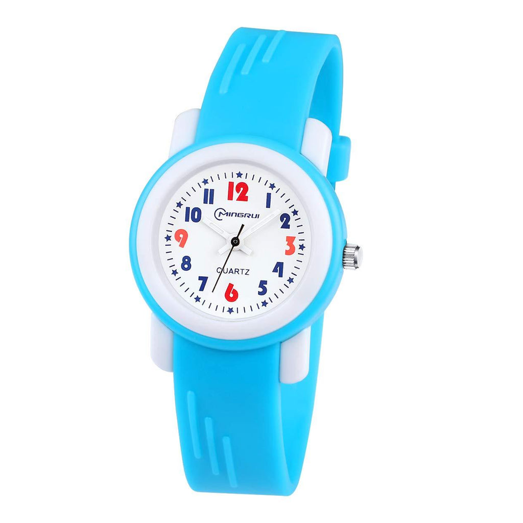 [Australia] - Kids Watch for Girls Boys 3-12 Years Old Waterproof Outdoor Analog Watch for Children with Rubber Band Light Blue 