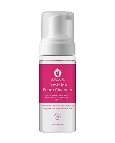 [Australia] - ZENZSUAL Feminine Foam Cleanser with Hyaluronic Acid and Organic Cranberry Extract, Foaming Feminine Wash for Intimate Areas, Vaginal Moisturizer w/ Self-Foaming Pump (3.4 Oz.) 3.4 Fl Oz (Pack of 1) 