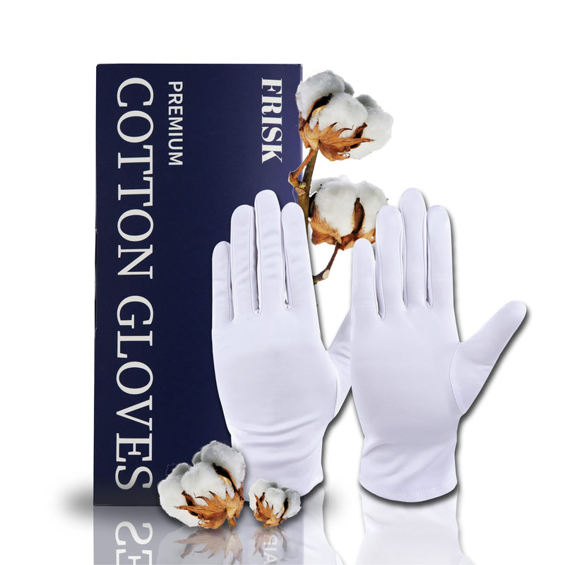 [Australia] - FRISK Moisturizing Eczema Premium Cotton Gloves, 20 Pairs, Overnight Bedtime Cotton Gloves, SPA Gloves, Therapy Gloves, Inspection Gloves, White 