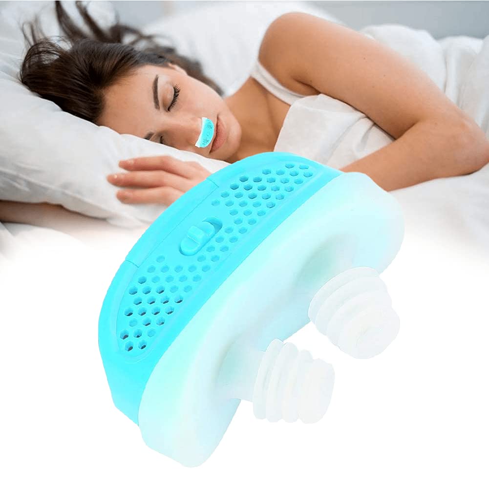 [Australia] - Anti Snoring Devices, Electric Micro Cpap Nasal Dilators Double Eddy Current Fan Designs Snoring Solution Snore Stopper Anti Snoring Devices Nose Vent Clip Air Purifier Snoring aid Blue 