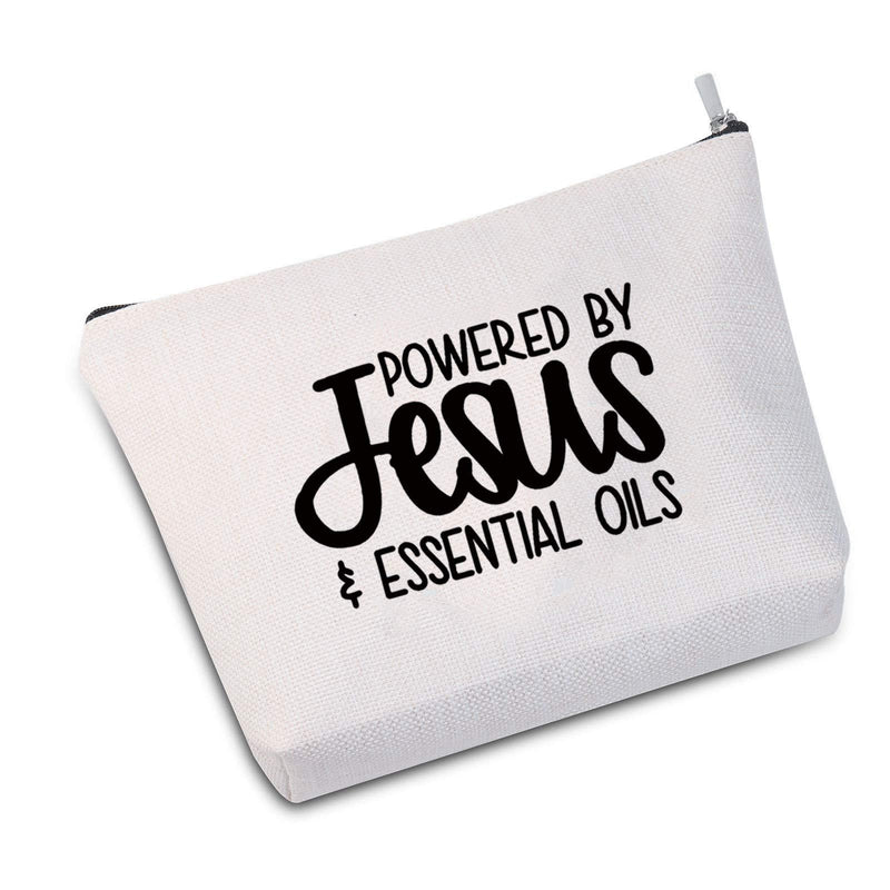 [Australia] - JXGZSO Essential Oils Bag Powered by Jesus and Essential Oils Makeup Bag Essential Oils Gift Oily Life (Powered by Jesus White) Powered by Jesus White 