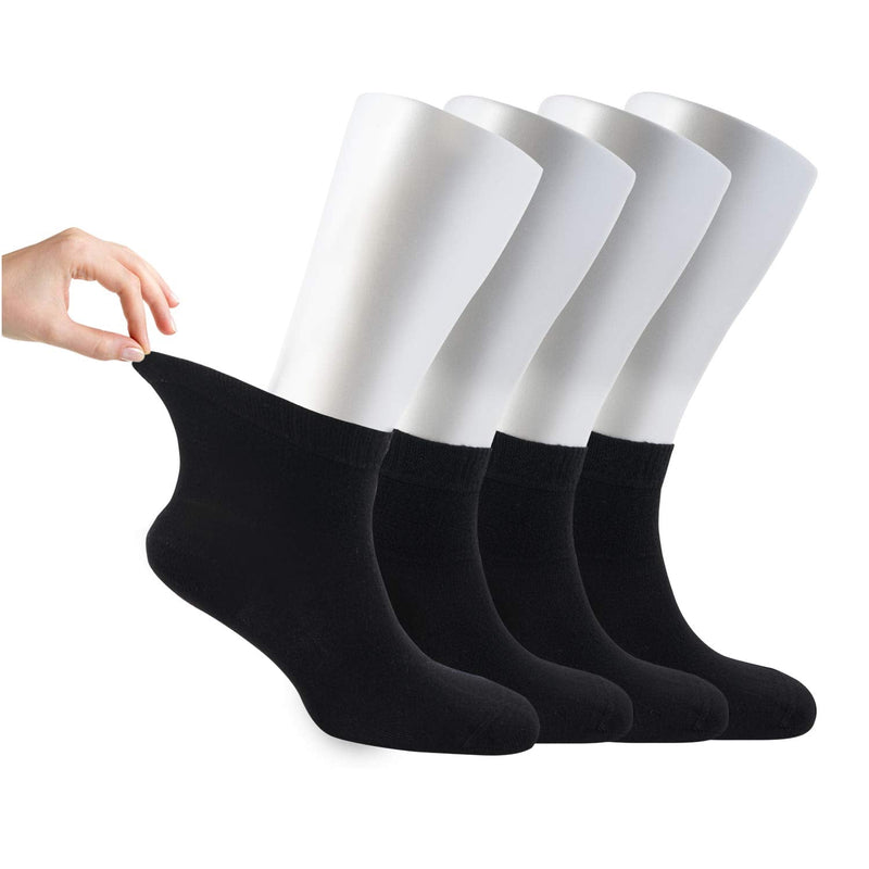 [Australia] - Cosyfeel Diabetic Socks Women Loose Diabetic Ankle Socks Bamboo Socks for Women's, 4 Pairs Diabetics Neuropathy Socks Black Large 