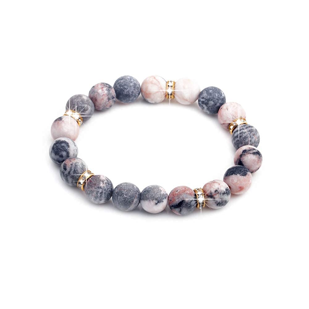 [Australia] - 10MM Quartz Crystals Healing Stone Vitality Extracts Handmade Beaded Charm Bracelets For Women Stress Anti Depression And Anxiety Relief Items Relaxing Yoga Meditation Accessories Gifts For Women Pink 18.0 Centimeters 
