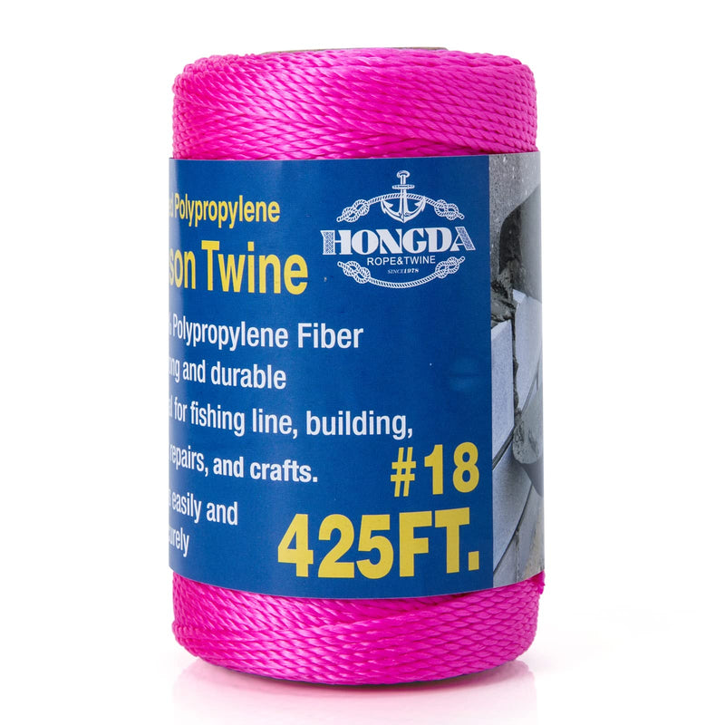 [Australia] - HONGDA Twisted Mason Line, 425 Feet #18 Twisted Polypropylene Mason Line String Perfect for masonry jobs and for the layout of general construction, gardening, DIY project, Fluorescent Pink 