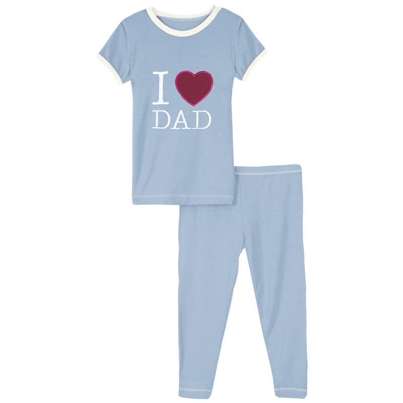 [Australia] - KicKee Pants I Love Dad Father’s Day Short Sleeve Pajamas, Two-Piece Set, Baby and Kids Pond I Love Mom 12-18 Months 