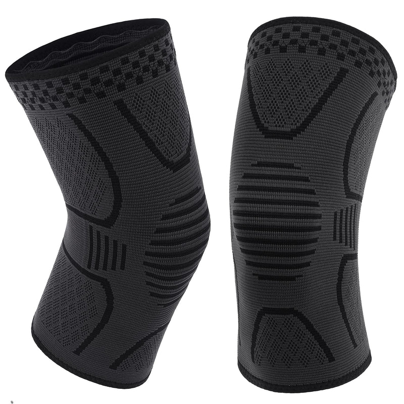 [Australia] - 2 Pack Copper Knee Brace Knee Compression Sleeve Support for Men Women Knee Pain Working Out Running Sport Arthritis Black Medium 