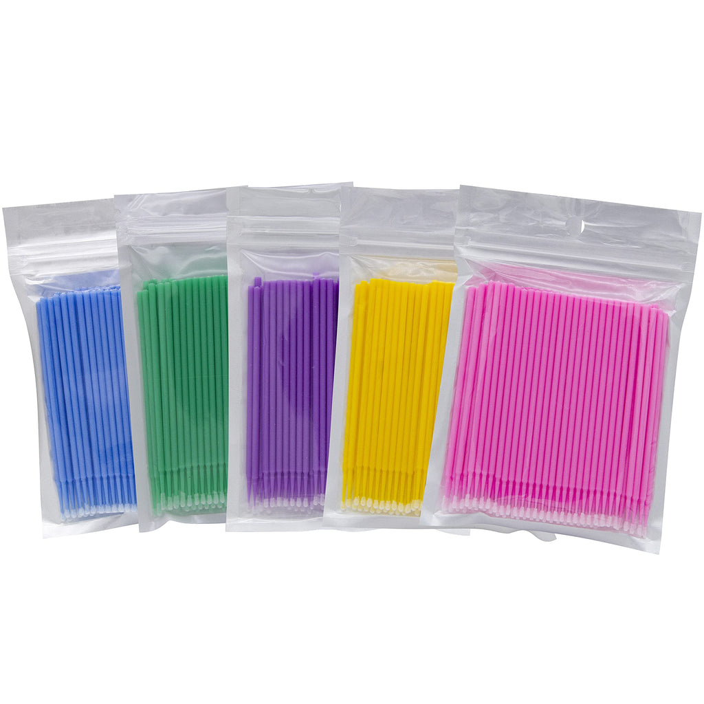 [Australia] - EBIVEN 500 Pcs Colorful Micro Applicator Brush Eyelash Brushes Disposable Swab Sticks for Make up and Clean and Personal Care (Blue/Green/Purple/Yellow/Pink) Blue/Green/Purple/Yellow/Pink 
