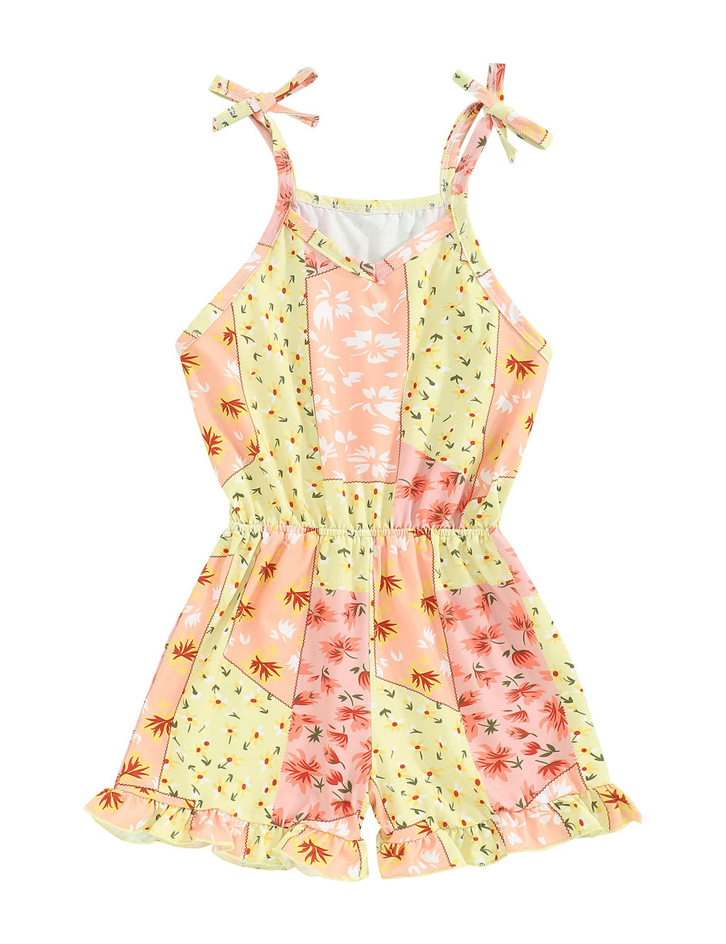 [Australia] - Girls Summer Clothes Tie-dye Bodysuits Jumpsuit One-Piece Kid Summer Outfit Set Yellow-r 3T 